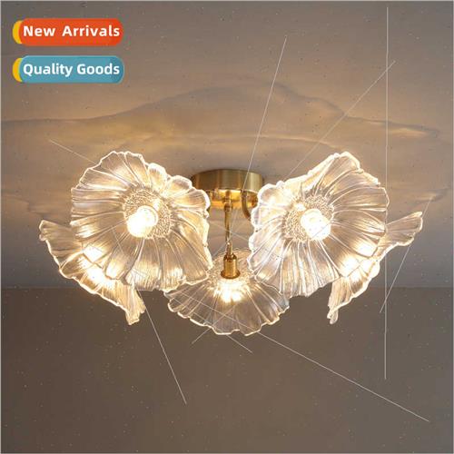 All copper ceiling lamp light luxury flowers blooming rich v
