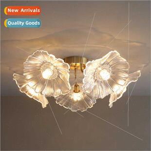 All copper ceiling lamp light luxury flowers blooming rich v