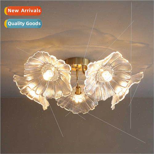 All copper ceiling lamp light luxury flowers blooming rich v