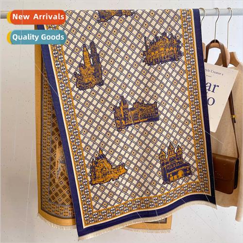 Multi-element geometric plaid imation cashmere scarf winter