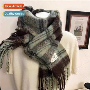curry plaid mohair Englmint war new green winter Korea scarf
