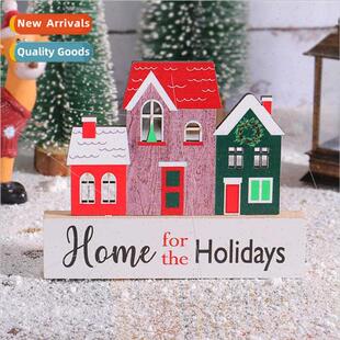 HK Christmas wooden ornaments small house desktop ornaments