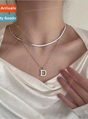 Letter D Double Layer Snake Bone Necklace Women Summer che L