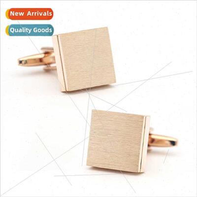 Men French Shirt Cufflinks Square Rose Gold Glossy Brushed M