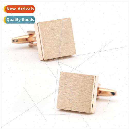 Men French Shirt Cufflinks Square Rose Gold Glossy Brushed M