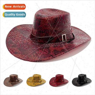 Retro cowboy hat men in Europe Uned States camping leather p
