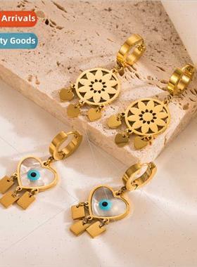 Ins wind fashion titanium steel earrings dreamcatcher tassel