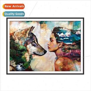 DIY beauty diamonds painting pas round new full Diamond wolf