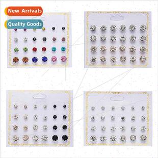 set zirconia Korea earrings round trinkets pairs fashion