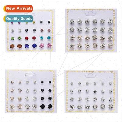 Korea fashion earrings set 12 pairs round trinkets zirconia