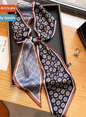 2021 new Europe Uned States fashion small silk scarf thin na