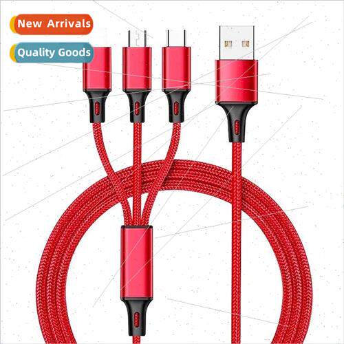 Mini braided one tow three 适用apple huawei type-c 3 in 1 da