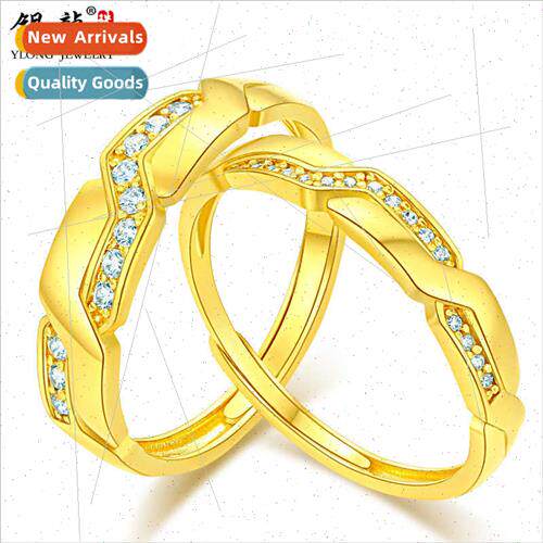 Yellow gold ring women 999 gold new born to be a couple ring