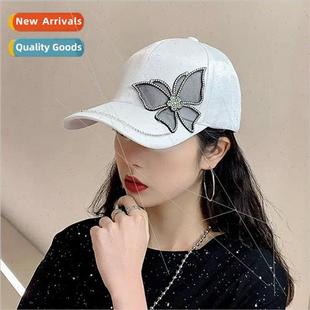 Rhinestone black butterfly baseball cap children outdoor fas