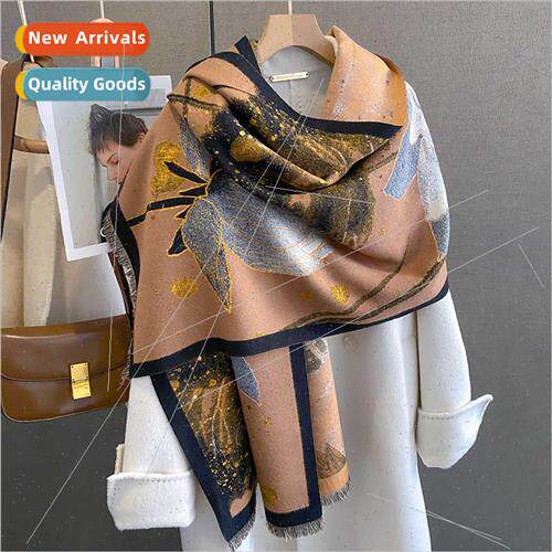 2023 Korean  magnolia flower fashion imation cashmere scarf