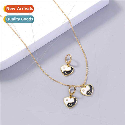 mple niche love drop oil double color collarbone chain earri