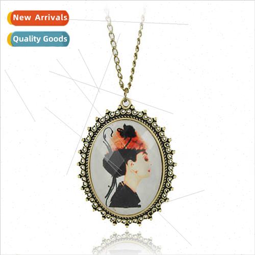 Europe vintage jewelry oval beauty head long necklace popula