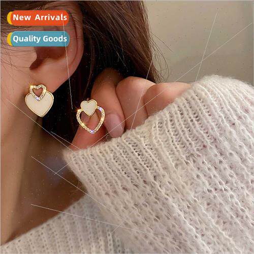 925 silver needle sweet heart earrings niche earrings Korea