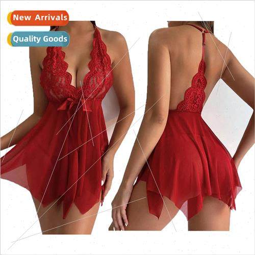 Funny lingerie sexy lace nightdress hollowed out Slip dress