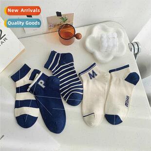 summer letters socks blue new spring 2022 thin boat Sports
