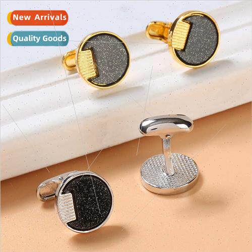 Round Onyx Diamond Cufflinks Fashion French Men Shirt Cuffli