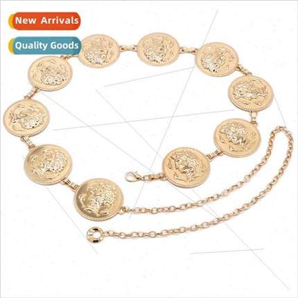 Europe nightclub fashion versatile metal head coin chain wai