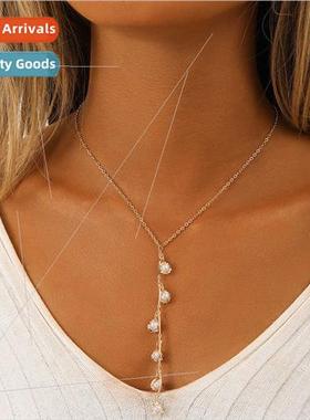 Europe vacation faux pearl simple high sense long pearl tass