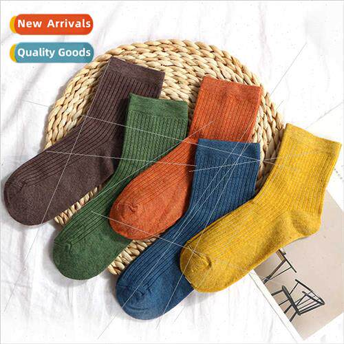 Autumn winter new Japanese vertical stripes women mid-calf s
