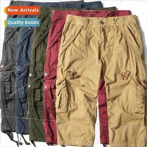 2022 new men 7 pants multi-pocket large size casual pants ti