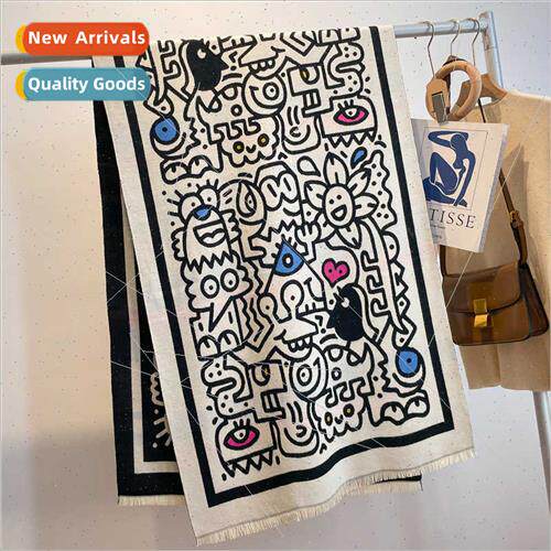 2022 new cartoon imation cashmere scarf female ~ bohemian wi