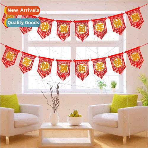 New Year  New Year festive -woven pull flag Room decoration