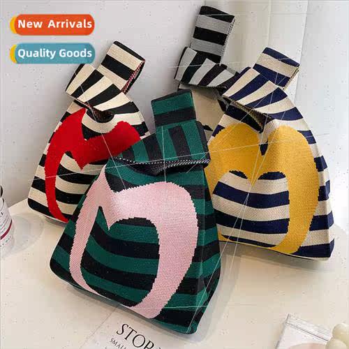 2023 new girls love colorful knted handbag female shoulder p