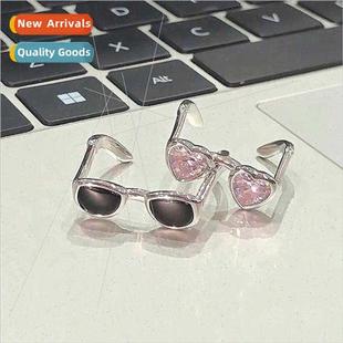 Open Eyeglasses Finger che Index Ring Couple