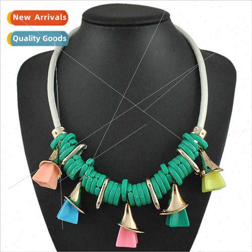 Bohemian mixed color geometric resin irregular collarbone ch