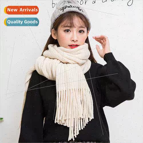 Korean  winter long neck scarf female simple tassel shawl ta