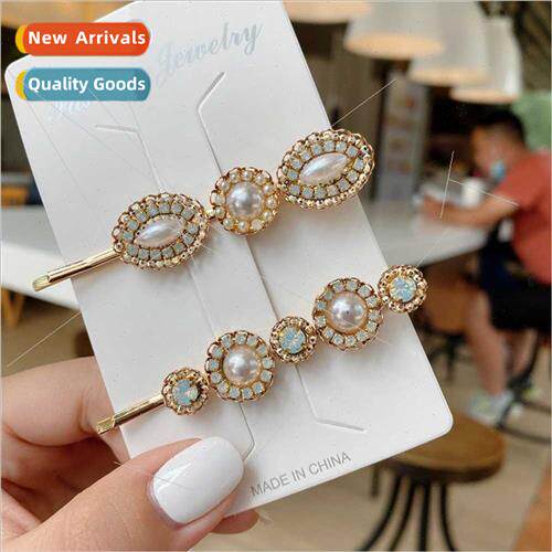 Korea ins retro court imation pearl hairpin girl side clip a