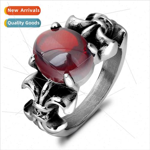 retro dark wind pomegranate red rose couple ring influx men
