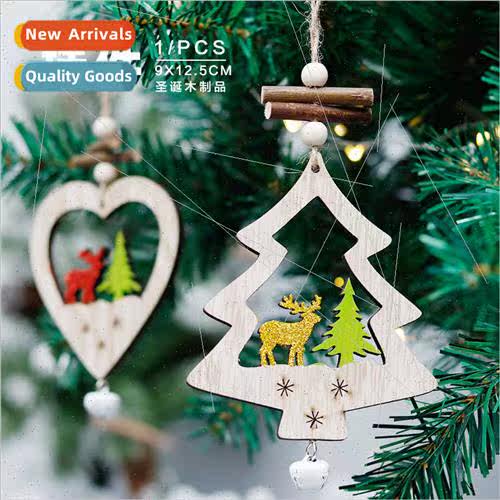 Christmas Decorations Painted Angels Wooden Crafts Bell Hang