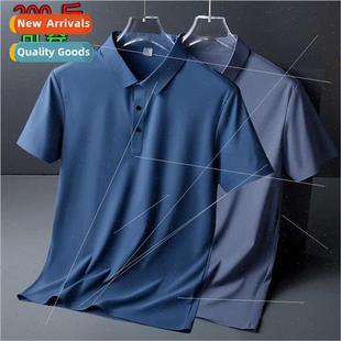 Polo eld short aged middle shirt father men sleeved silk Ice