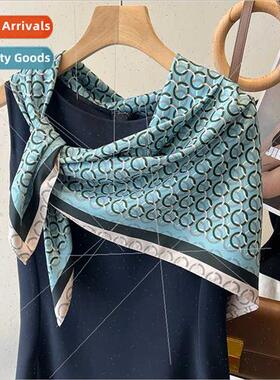 New 2023 summer sunscreen beach towel female silk scarf temp