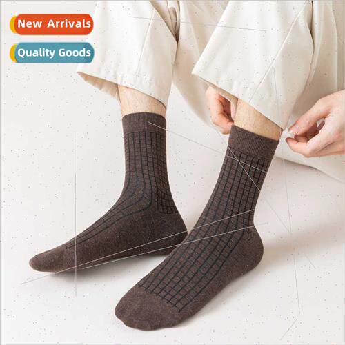 Business mal socks high-grade plaid pattern cotton anti-pill