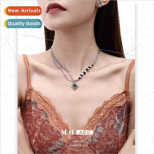 Ruffled Love Heart Chain Necklace Women Sweet Cool Spice Gir
