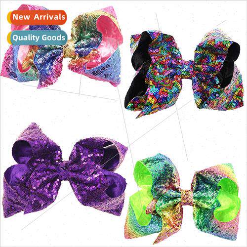 Europe sequins big bow hairpin rainbow color stage permance