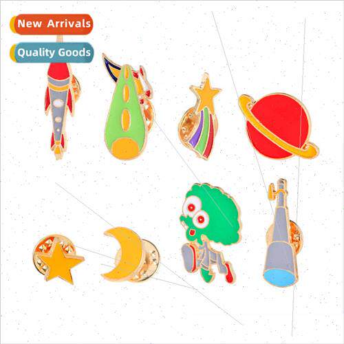 Jewelry cartoon set brooches stars moon aliens astronomical