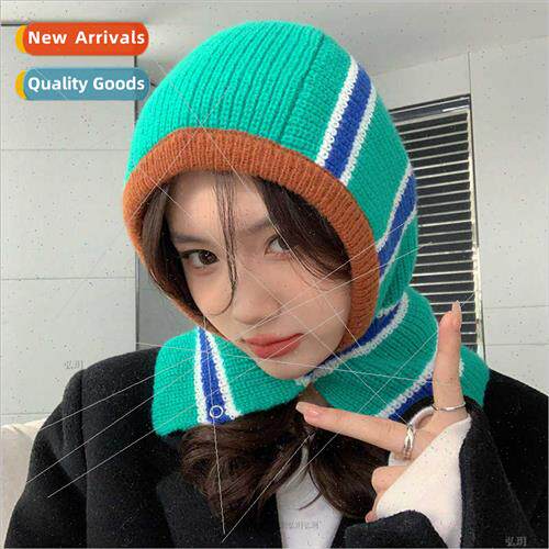 Baraclava hat women fall winter Korean  hundreds stripes knt