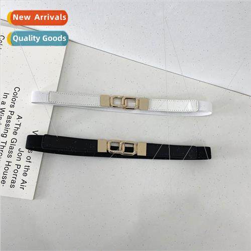 Square buckle buckle belt female retro elastic elastic thin