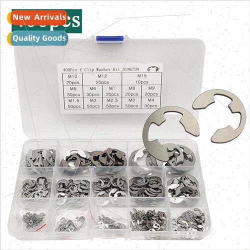 400pcs Stainless open end retaining ring M1.5-M15 E-type sna