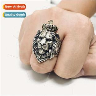 Bully vintage crown lion king ring men fashion exquise cross