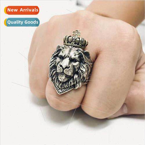 Bully vintage crown lion king ring men fashion exquise cross
