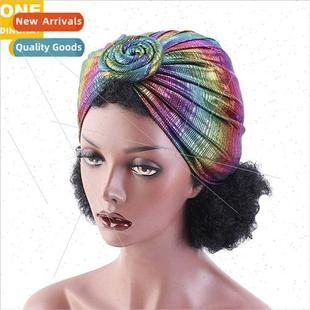 flower headscarf cap Hot Ethnic colored Baotou head gold